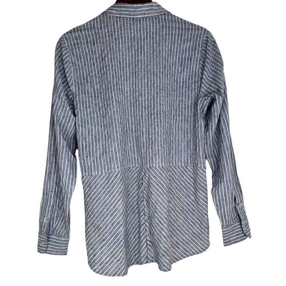 Lucky Brand Womens Striped Chambray Top Large Modern Casual Minimalist NWT - Picture 2 of 13